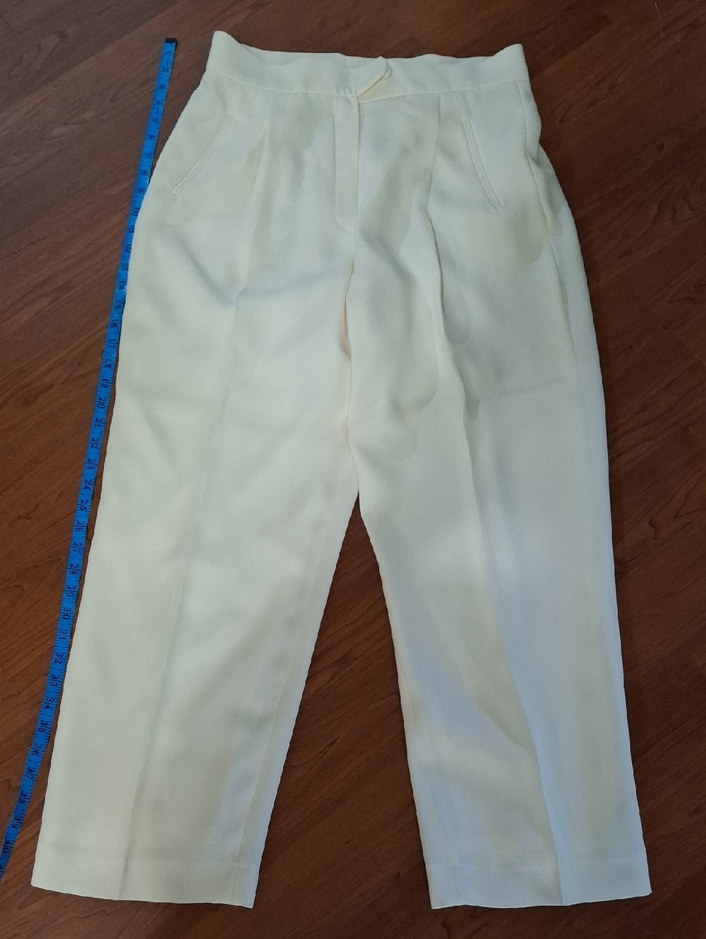 Women’s Cream High-Waist Pleated Trousers (Mis335)